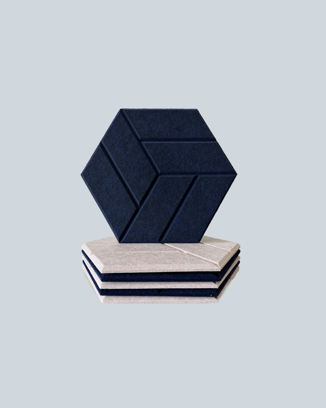 Blue and light grey Agusto acoustic panels